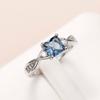 Huitan Luxury Princess Square Blue Cubic Zirconia Rings for Women Temperament Wedding Bands Accessories High Quality Jewelry New