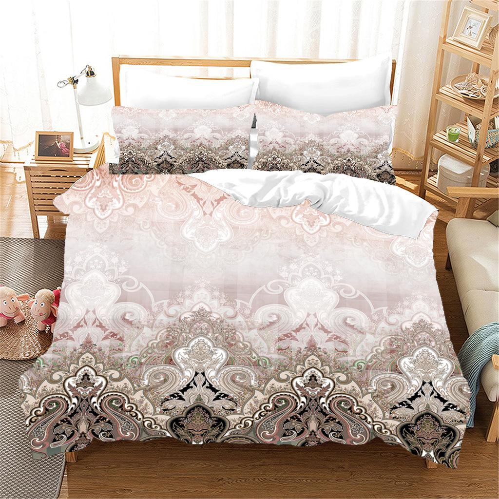 Ethiopian Eritrean Black Boho Paisley Polyester 3pcs Bedding Sets Single Double Bed Duvet Cover Set And 2pcs Pillow Cover