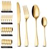 16Pcs Dinnerware Set Gold Stainless Steel Cutlery Set Fork Knife Spoon Flatware Tableware Kitchen Silverware Set