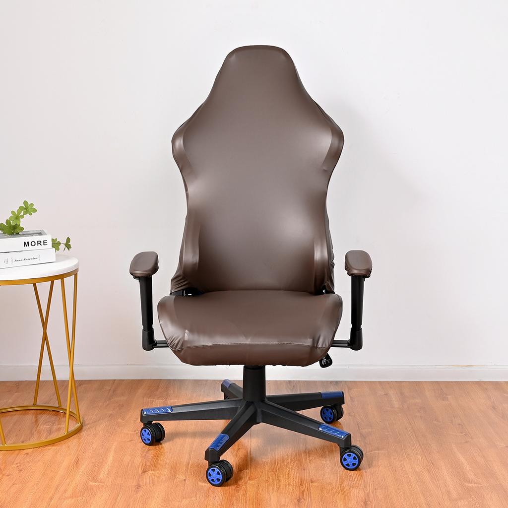 Waterproof PU Leather Slip Covers Game Chair Cover Office Elastic Chair Monochrome Armchair Cover Computer Chair Learning Game Room