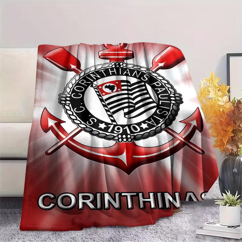 1Pc SC Corinthians Paulista Print Flannel Blanket High Quality Warm Comfortable Cover for All Seasons Perfect for Gifts Home Decor