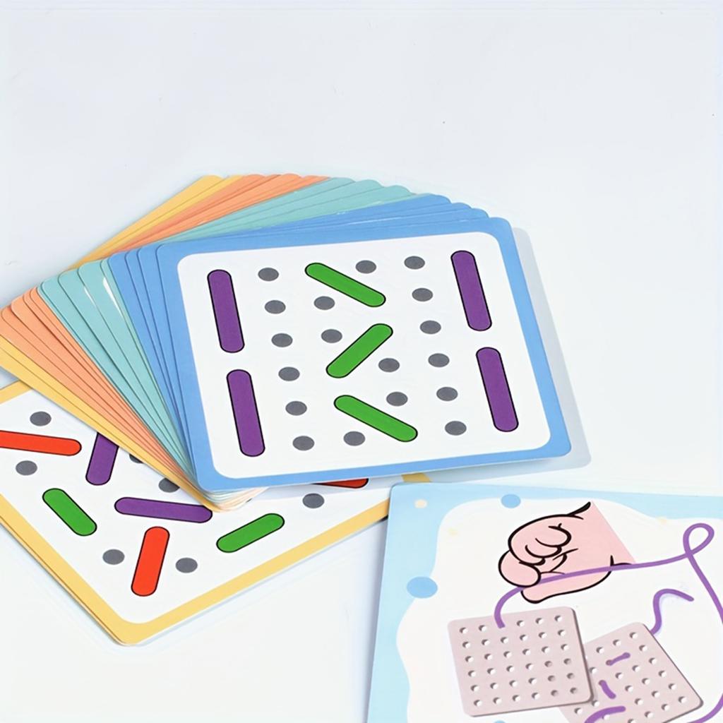 Wooden Threading Board Toy, Threading Card Puzzle, Children's Fine Motor Skills Training, Preschool Educational Toys