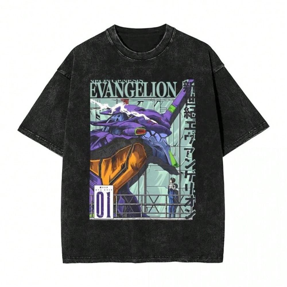 Футболка Neon Genesis Evangelion с принтом EVA Аниме Хлопок Родитель-ребенок Повседневная Свободная футболка для Мужчин Женщин Фанатов Аниме Новая