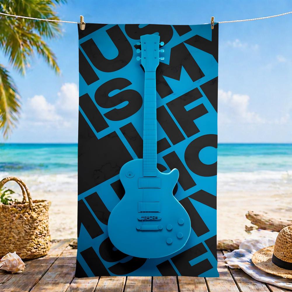 E-Espguitars-S Полотенце Микрофибра Пляжное Полотенце, Быстросохнущее, Не Прилипает Песок, Ультратонкое Волокно, Супер Мягкое.