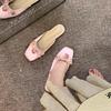 Flat Bottom Exquisite Flat Bottom with Skirt Single Shoes Spring New Pink Bow Premium Bag Head Half Drag Sandals