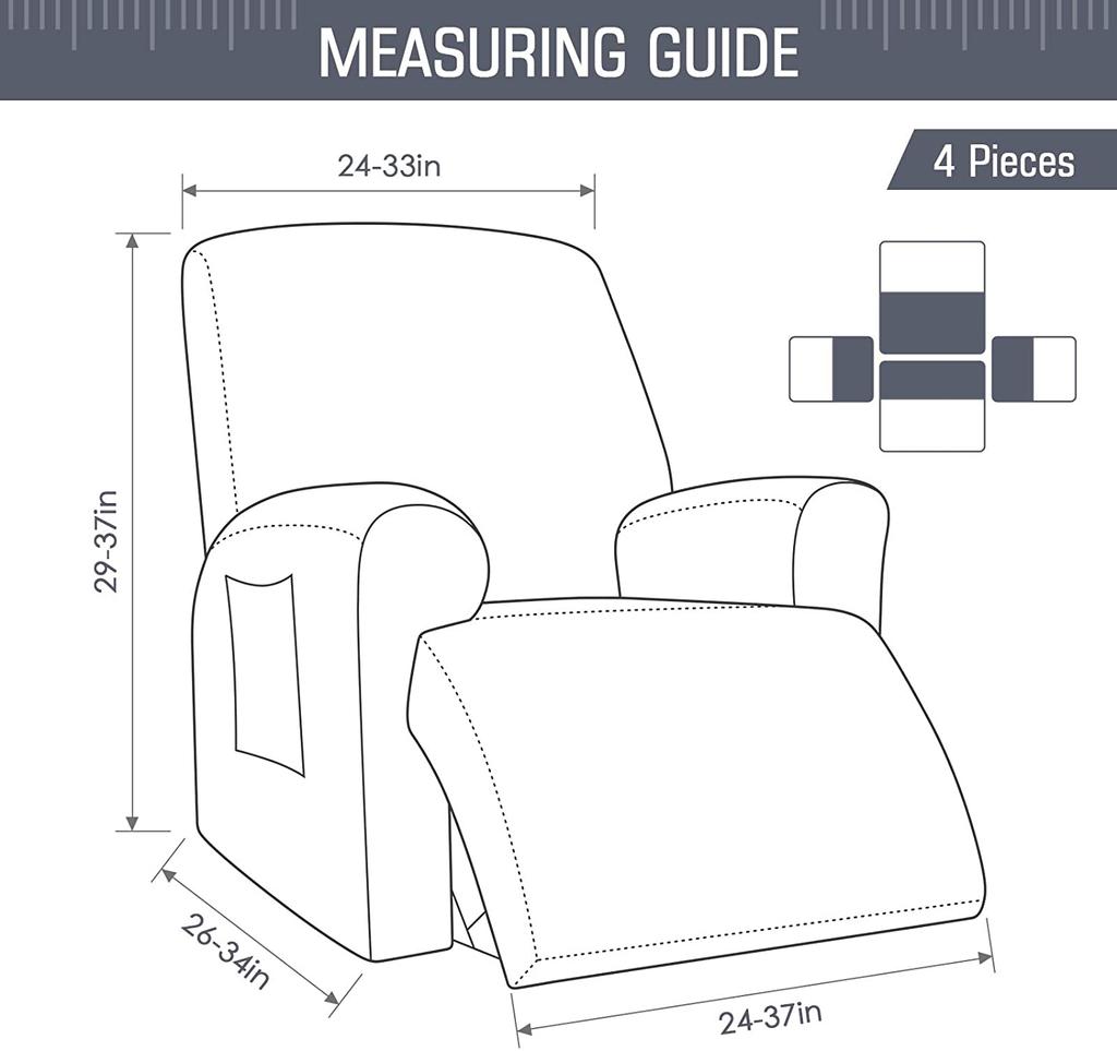 1 Seatewest Design 4-Piece Recliner Chair Cover Stretch Non-Slip Jacquard Recliner Sofa Slipcovers Protector Covers for Pet Kid