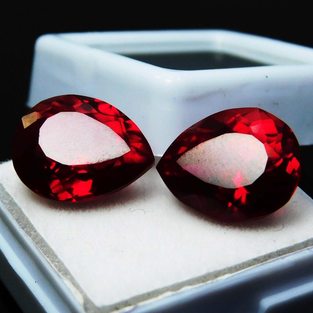 Natural Red Ruby Loose Gemstone Pear Cut Bloody 17.50 ct for Jewelry Making and Gem Collections