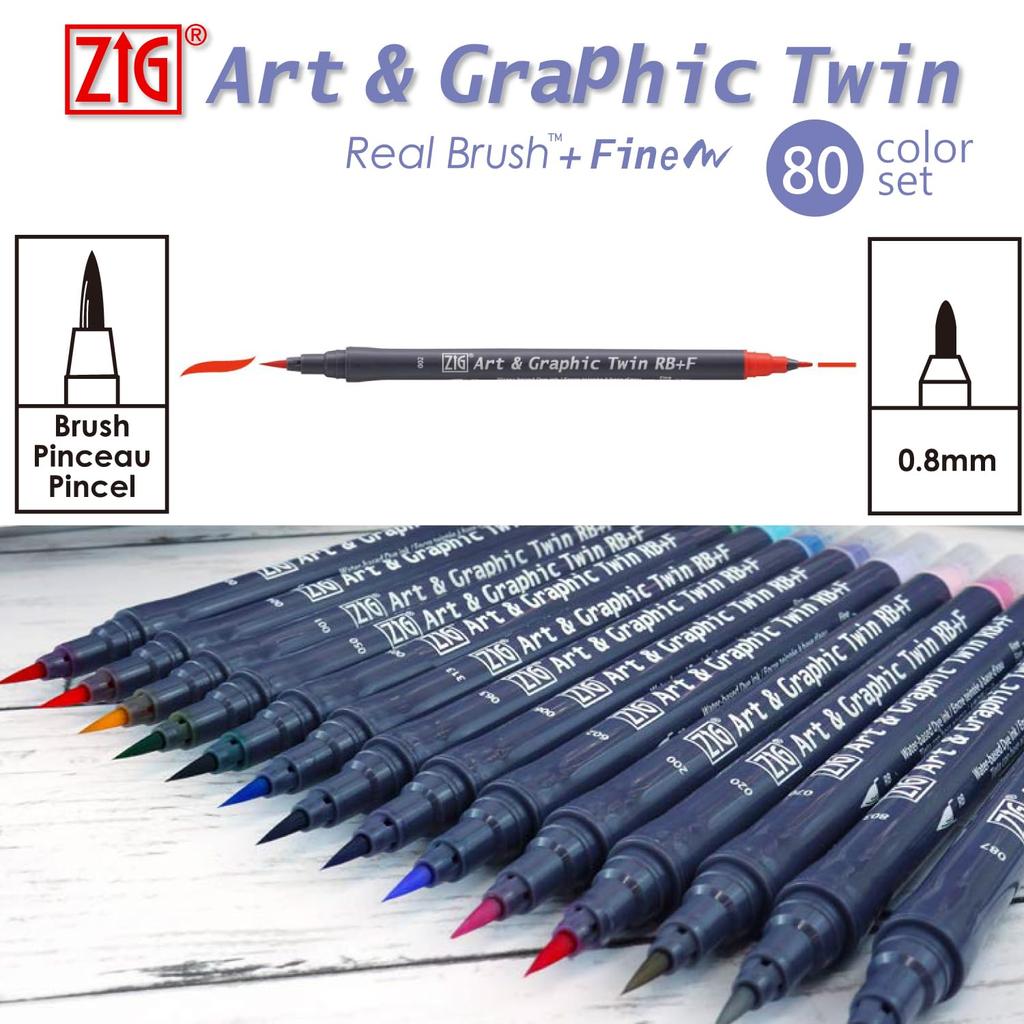 Kuretake Art Graphic Twin Marker 80 Colors & RB+F TUT-95/80V-2