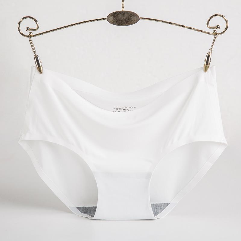 Women's Ice Silk Seamless Mid-Waist Panties - Breathable, Sexy Triangle Design