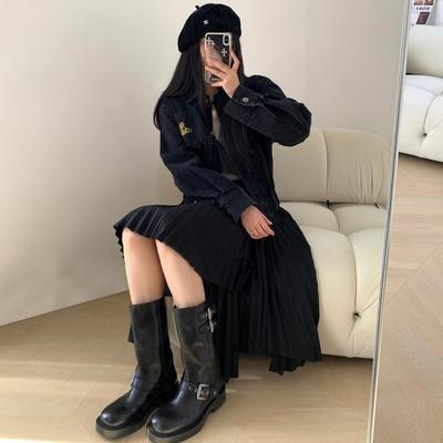 Версия из коровьей кожи, вымытая лошадиная кожа, сигаретные ботинки, тонкая пряжка, короткие ботинки, женские ботинки на высокой толстой подошве, весенне-осенние рыцарские ботинки