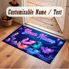 Underwater Fish Theme Soft Crystal Velvet Rug Custom Name & Text Print Non Slip Floor Rug for Bedroom Living Room