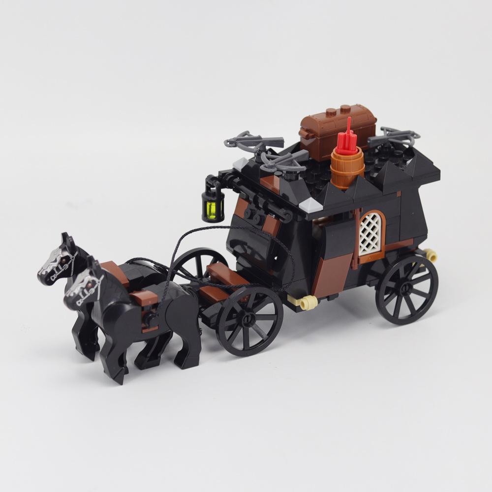 MOC Средневековые военные строительные блоки солдаты фигурки аксессуары костер палатка транспорт повозка боевой конь оружие кирпичи игрушка