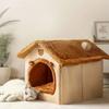 Washable Cat House Foldable Puppy Kennel Puppy Cave Pet House  Autumn