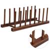 Drying Rack Wooden 8 Columns Foldable Dish Bowl Organizer for Kitchen Dish Plate Bowl Cup Pot Lid