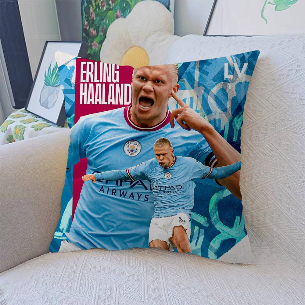 E-Erling B-Braut FootballStar H-Haaland Pillow Anime Pillow Sofa Bed Head Pillow Cover Cushion Cover 45x45 cm Fashion