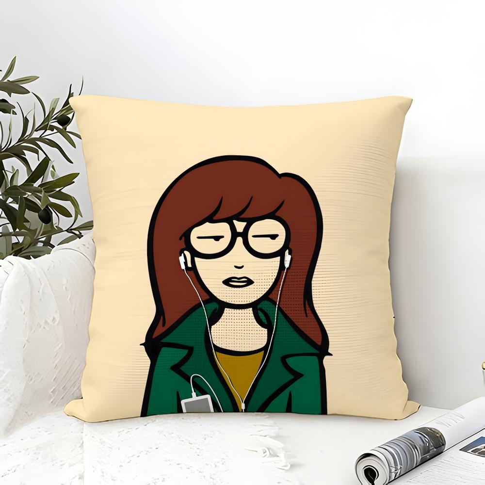 Cartoon DDaria Pillow Case Cotton Linen Fabric Square Zipper Pillowcase Home Decorative Living Room