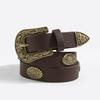 Western Inspired Faux Leather Belt Women Bohemian Style Casual Accessory For Spring