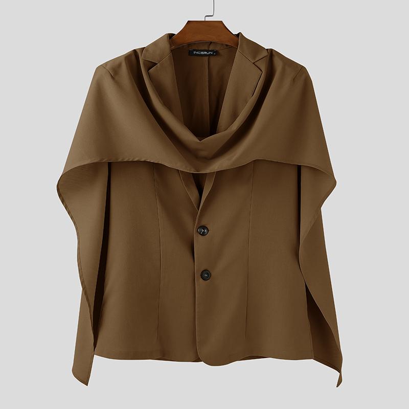 INCERUN Oversized Men Swing Collar Long Sleeve Irregular Cross Loose Thin Blazer Coats