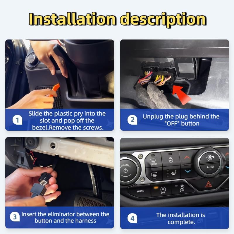 Auto Stop Start Disabler for J-eep 2018-2024 Wrangler JL/JLU 2020-2024 Gladiator JT Disable idle Stop Turn Off Auto Shut Off by Default Error Free