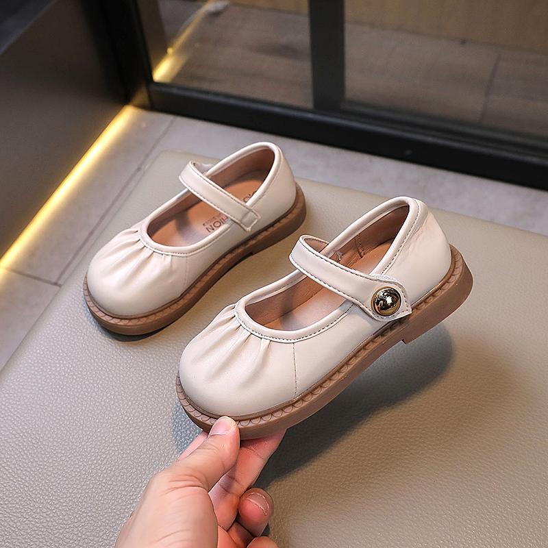 Spring Autumn Girls' Flat Shoes Fold Kids Leather Shoe School Solid Color Causal Children Princess Shoes Fashion Versatile New