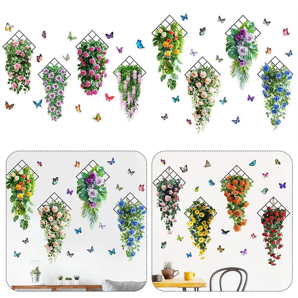Flower & Butterfly Wall Sticker Multicolor Beautifual Decals Background Wall