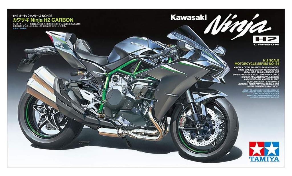 Мотоцикл серии Tamiya Kawasaki Ninja H2 CARBON Пластиковая модель 14136 1/12 № 136