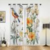 Цветы Птицы Листья Акварели Современные Плотные Затемняющие Шторы для Окна Гостиная Спальня Шторы Спальня Высокое затемнение Шторы