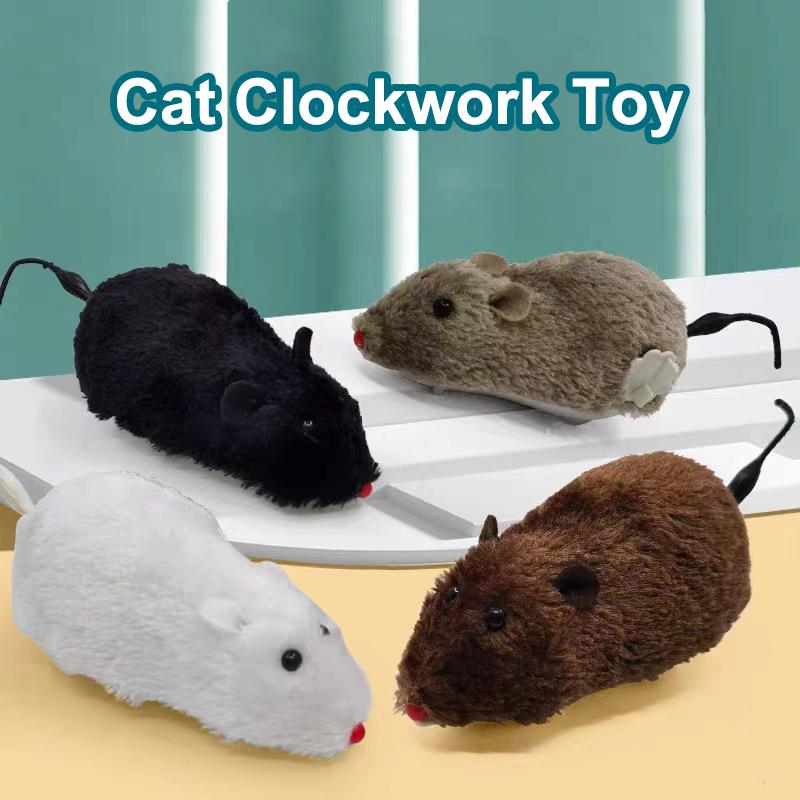 2Pcs Creative Wind Up Mouse Toys Funny Lifelike Plush Mouse Cats Toys Pet Interactive Toys Relieve Boredom Cat Toys Pet Supplies