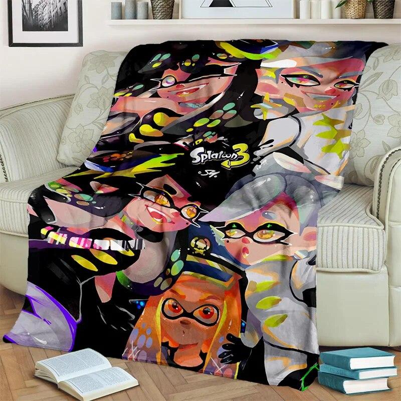 3D Games Splatoon,PC Gamer Cartoon Blanket,Soft Throw Blanket for Home Bedroom Bed Sofa Picnic Travel Office Cover Blanket Kids