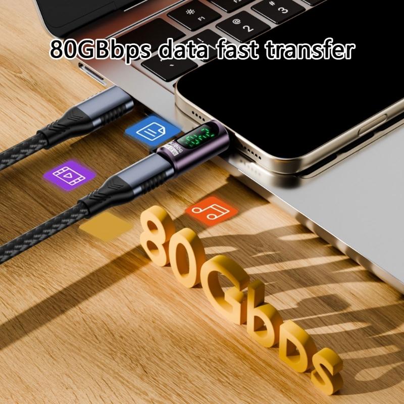 Конвертер USB C на USB C с мониторингом мощности в реальном времени, выходная мощность 240 Вт, совместим с Thunderbolt 4, для нескольких устройств