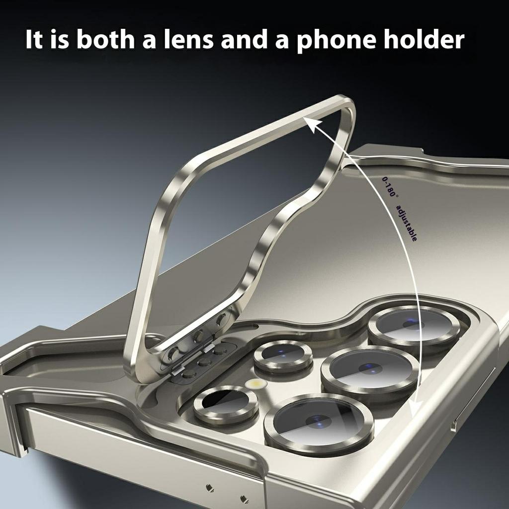 Бампер для Samsung Galaxy S25 Ultra, чехол для телефона с металлическими углами, отводящий тепло, с линзой-подставкой