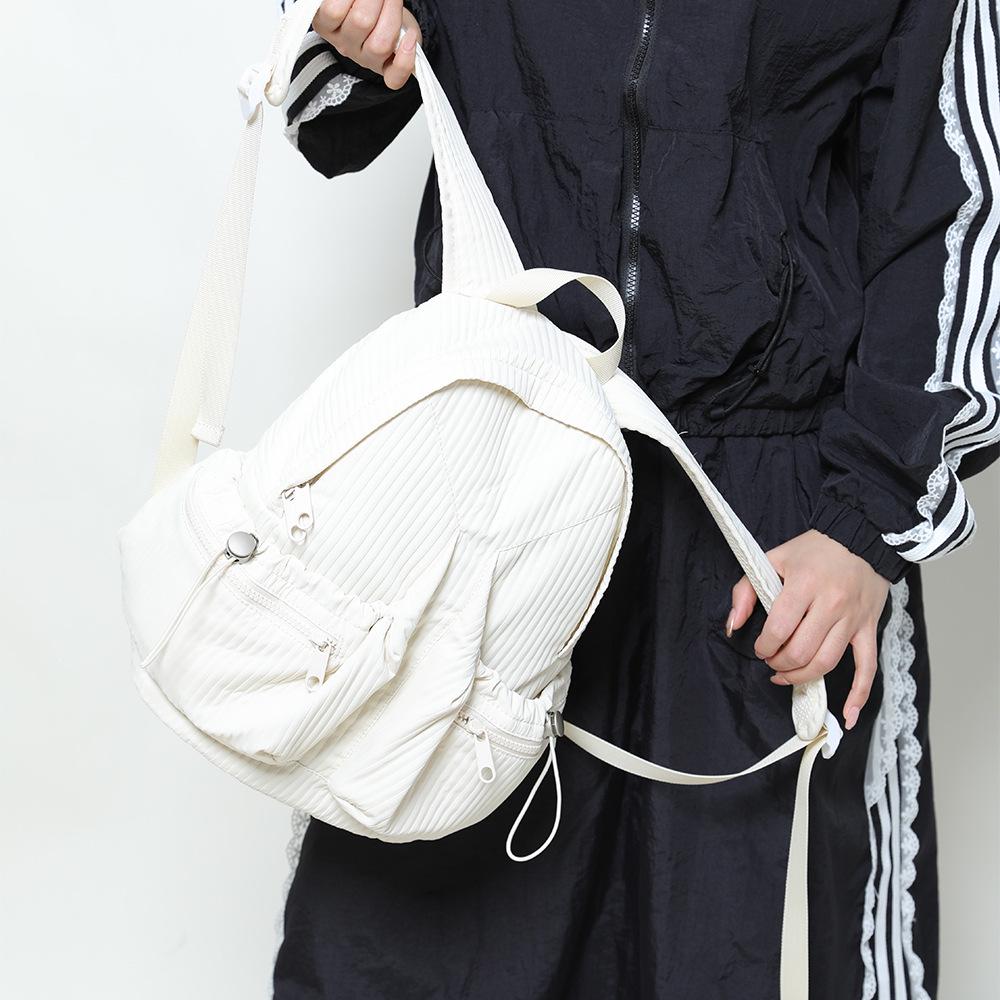 2025 Spring/Summer Women's Lightweight Waterproof Wrinkled Backpack – Small Commuter Travel & School Bag