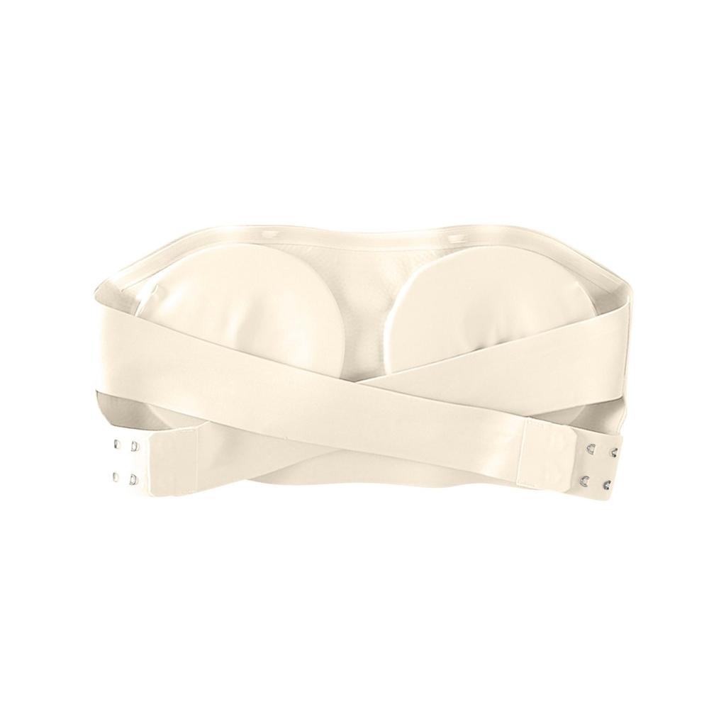 Women's Sexy Solid Color Strapless Back Cross Side Buckle Non Slip Strap Breast Pad Strapless Bra No Steel Ring Bra