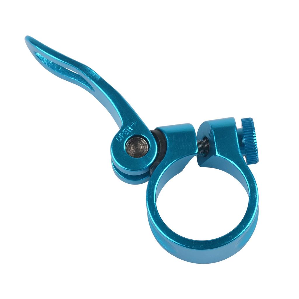 Ruifu Зажим подседельного штыря из алюминиевого сплава, легкий, с быстросъемным механизмом, простая установка, 31.8 34.9 мм (Синий, 31,8 мм)