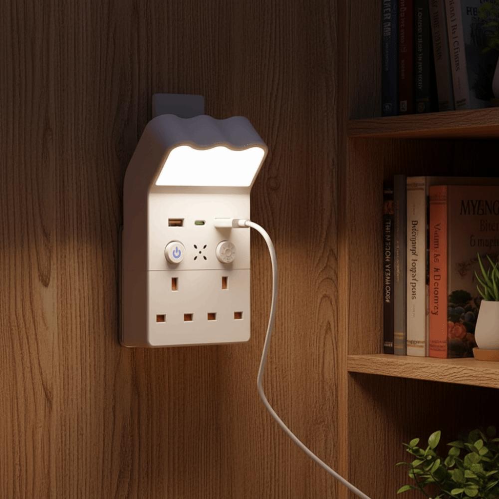 Universal Socket Night Light Socket Converter Warm White LED Outlet Power Strip  Kitchen