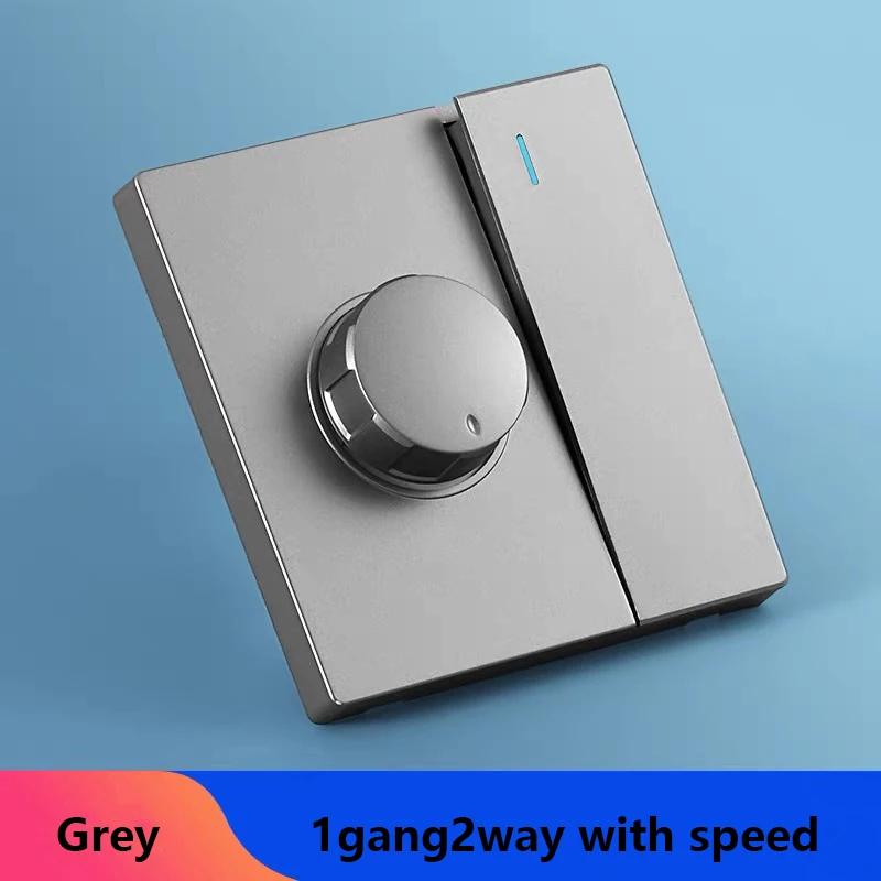 Серый матовый Eu универсальный 1-клавишный 2-позиционный выключатель света с переключателем скорости вращения вентилятора, панель управления потолочным вентилятором вытяжки переменного тока 110-250 В