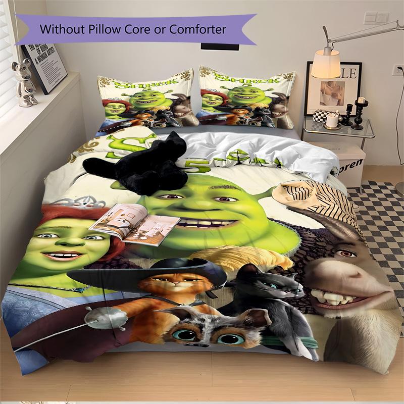 Shrek'S Friends Adventure Print 3Pcs Bedding Setduvet Cover With 2 Bedropillowcase Home Birthday Gift