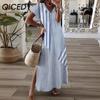 Women's Fashion Summer Spring Short Sleeve V-Neck Casual Dresses