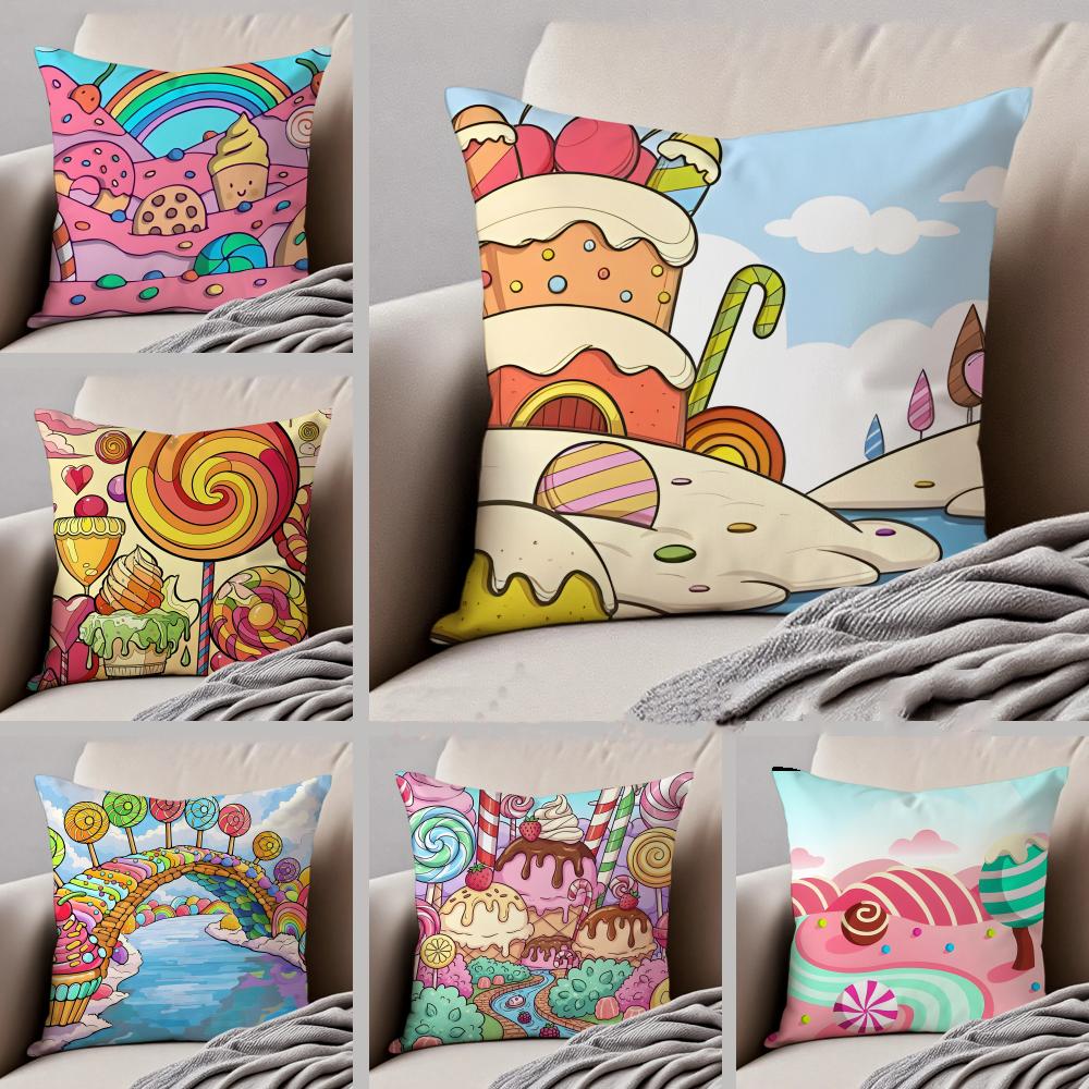 CCandy Cushion Cover Throw Pillow Cover Hidden Button Durable Polyester Chair Cushion