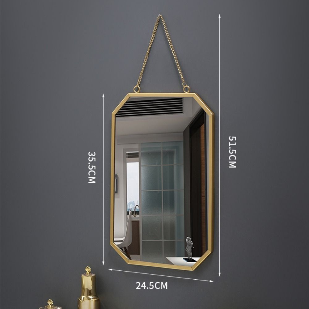 Креативное зеркало для макияжа из кованого железа, круглое/шестиугольное/прямоугольное, настенное зеркало для туалетного столика