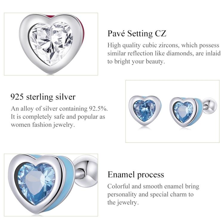 S925 Sterling Silver Heart Zircon Ear Stud Women Earrings