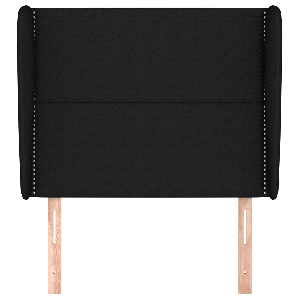 Headboard with Ears Black 103 x 23 x 118 128 cm Fabric