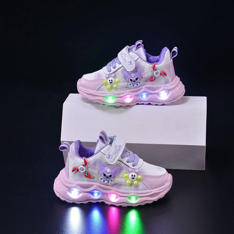 Children's Leather Shoes Light Up Spring Girls Cartoon Casual Light Shoes