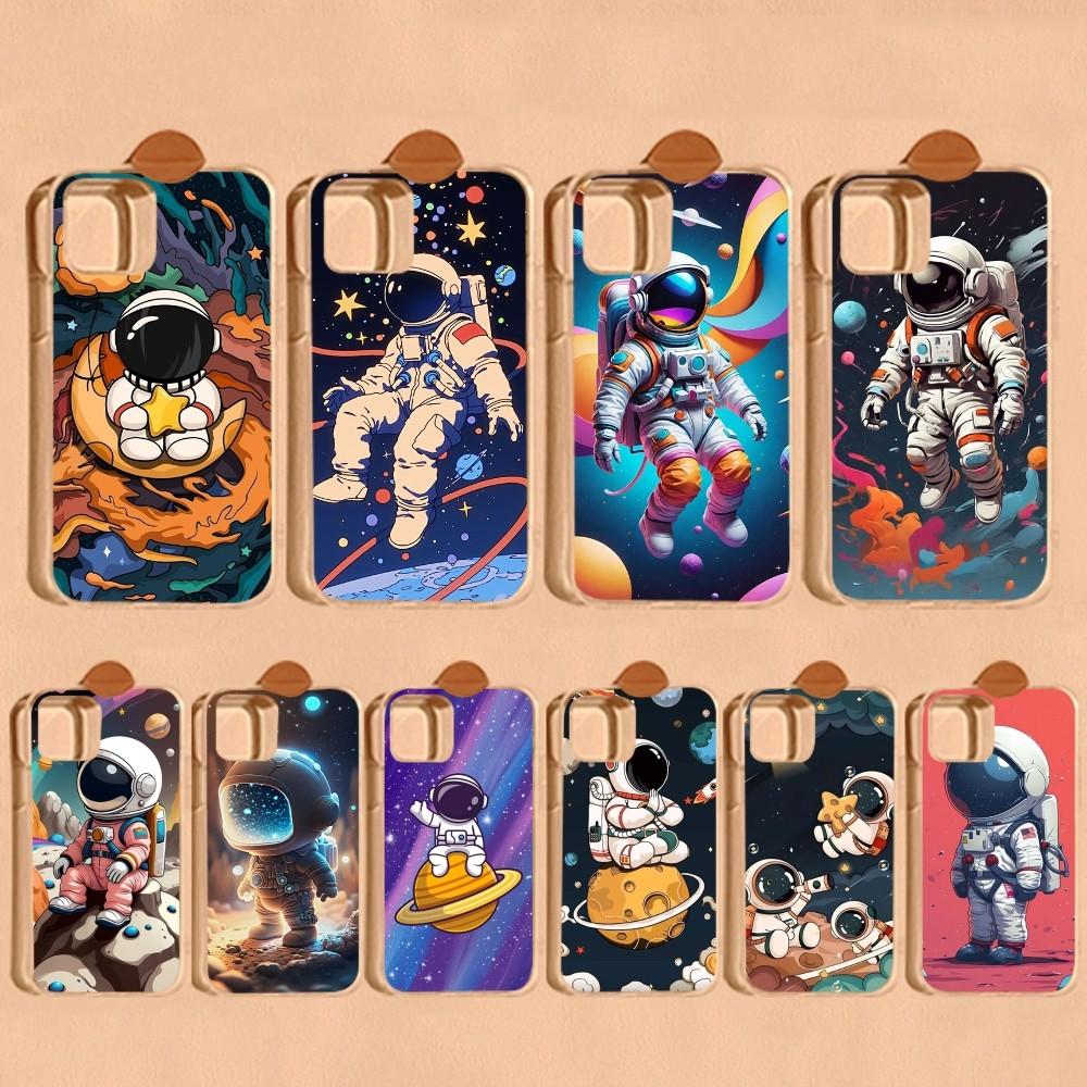 Space Astronaut Cartoon Phone Case For IPhone 16 15 8 7 6 6S Plus X SE XR XS 14 11 12 13 Mini Pro Max Mobile Case