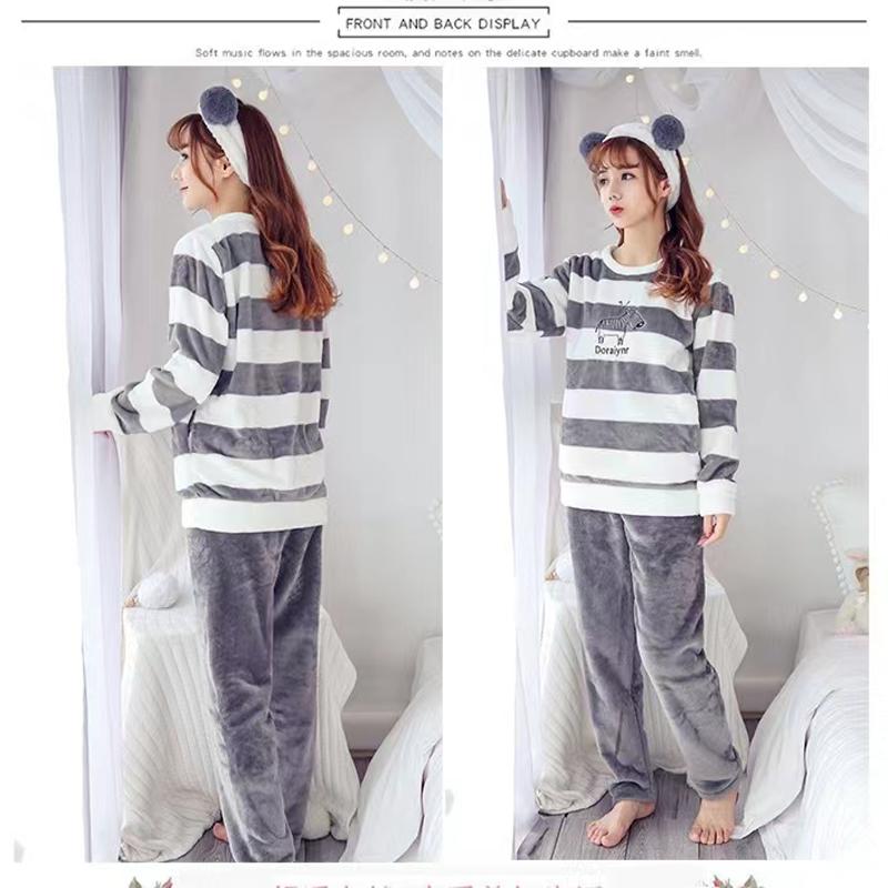 Осень и зима 2 комплекта утепленной фланелевой пижамы для женщин зимняя коралловая бархатная милая женская пижама с героями мультфильмов домашний костюм