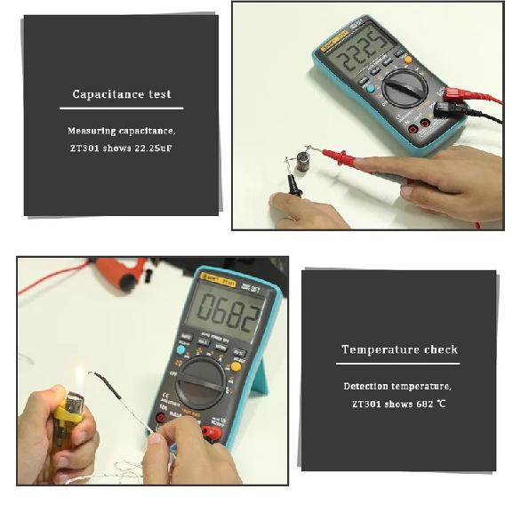 Digital Multimeter BSIDE ZT301 302 True-RMS DC/DA Voltmeter Ammeter Multimetro DMM Resistance Ohm Cap Hz Temp Tester