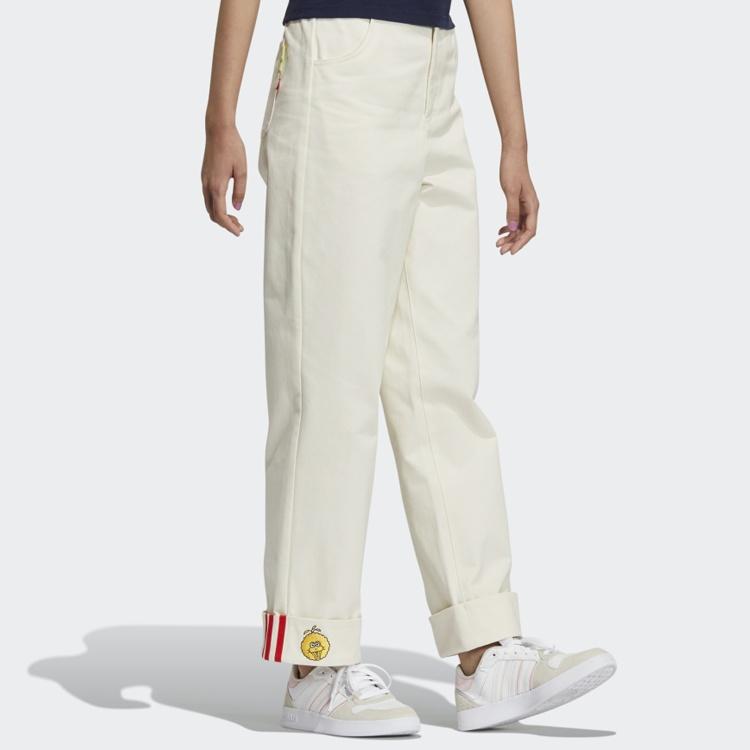 Adidas Neo X SESAME STREET Sesame Street Co Branded Collection Casual Pants Women's Pink White Moderate Straight Fit Pants HD7276