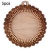 5PCS Cord Blank Wood Pendant Necklace Base Tray Key Chain Round Cabochon Setting