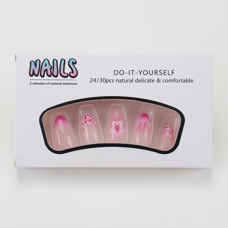 Wearable French Y2k European And American Sweet And Cool Manicure Three-dimensional Wavy Flower Short Fake Nails
