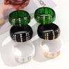 New Trendy Inlaid Golden Beads Wide Bangle for Women Vintage Resin Studs Geometric Chunky Bracelets HipHop Punk Jewelry Gift
